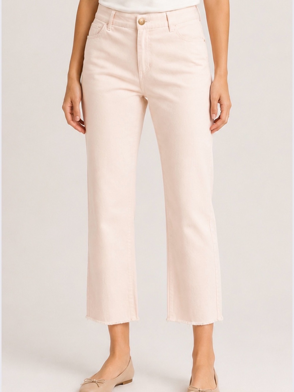 J. Jill Blush Pink Pima Cotton Chino Raw Hem Cropped Pants